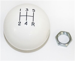 Image of White 5 Speed Shifter Knob Ball, 16 MM x 1.50 Metric Thread, 2-1/4" LARGE Diameter