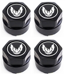 Image of 1982 - 1992 Firebird Black Wheel Center Caps, Silver Bird