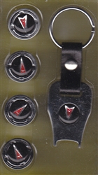 Pontiac Firebird Arrowhead Anti Theft Wheel Valve Stem Caps With Keychain