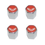 Image of Firebird Chrome Valve Stem Cap Kit Red With Silver Bird