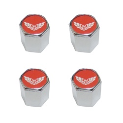 Image of Firebird Chrome Valve Stem Cap Kit Red With Silver Bird