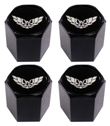 Firebird Black Valve Stem Cap Kit Black With Silver Bird