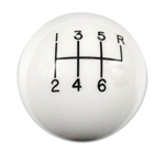 Image of Shifter Knob in White, 6 Speed, Stock Handle Size 16 MM x 1.50