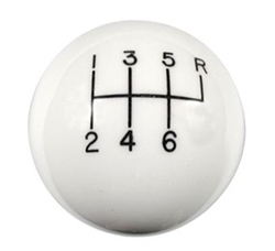Image of Shifter Knob in White, 6 Speed, Stock Handle Size 16 MM x 1.50