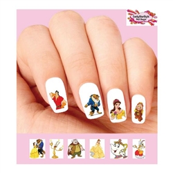 Beauty and the Beast, Belle, LumiÃ©re, Gaston Assorted Set of 20 Waterslide Nail Decals