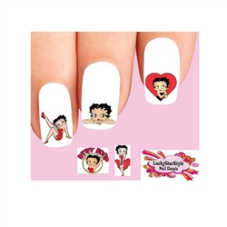 Betty Boop Red Heart Assorted Set of 20 Waterslide Nail Decals