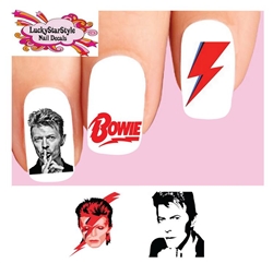 David Bowie Ziggy Stardust Assorted Set of 20 Waterslide Nail Decals