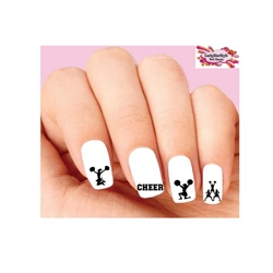 Cheer Cheerleading Silhouette Assorted Set of 20 Waterslide Nail Decals