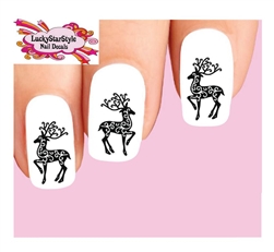 Christmas Holiday Reindeer Silhouette Set of 20 Waterslide Nail Decals