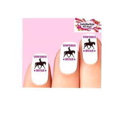 Cowgirls Rule Riding Horse Set of 20 Waterslide Nail Decals