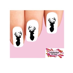 Deer Buck Black Silhouette Set of 20  Waterslide Nail Decals