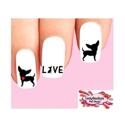 Chihuahua Love Heart Silhouette Assorted Waterslide Nail Decals