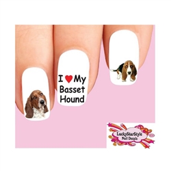 Basset Hound Assorted Set of 20 Waterslide Nail Decals