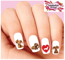 Dachshund Doxie Assorted Set of 20 Waterslide Nail Decals