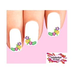 Corner Hawaiian Hibiscus Flowers Set of 20 Waterslide Nail Decals