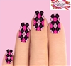 Argyle Pink & Black Set of 10 Full Waterslide Nail Decals