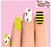 Bees Honeycomb Stripes Assorted Set of 10 Full Waterslide Nail Decals