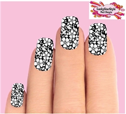 Black & Clear Flowers Set of 10 Waterslide Full Nail Decals