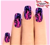 Pink & Purple Flames Fire Set of 10 Waterslide Full Nail Decals