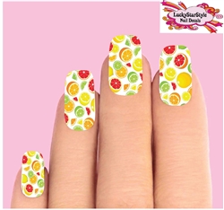 Fruit Orange Lime Lemon Grapefruit Set of 10 Full Waterslide Nail Decals