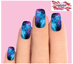 Pink & Purple Galaxy Stars Set of 10 Full Waterslide Nail Decals