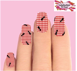 Picnic Red & Clear Plaid Tablecloth with Ants Set of 10 Waterslide Full Nail Decals