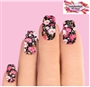 Pink Black Roses Set of 10 Waterslide Full Nail Decals