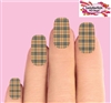 Tan Tartan Plaid Set of 10 Full Waterslide Nail Decals