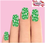 Holiday Christmas Green & Clear Snowflakes Set of 10  Full Waterslide Nail Decals