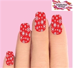 Holiday Christmas Red & Clear Snowflakes Set of 10 Full Waterslide Nail Decals