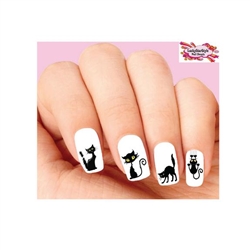 Halloween Scary Black Cat Assorted Set of 20 Waterslide Nail Decals