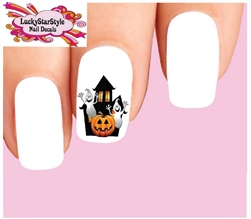 Halloween Haunted House with Ghost & Pumpkin Set of 20 Waterslide Nail Decals