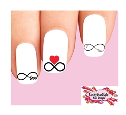 Infinity Love Heart You & Me Assorted Set of 20 Waterslide Nail Decals