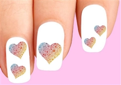 Colorful Rainbow Hearts Assorted Set of 20 Waterslide Nail Decals