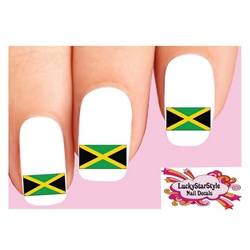 Jamaican Flag Set of 20 Waterslide Nail Decals