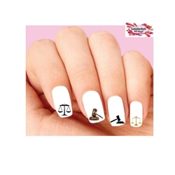 Law Lawyer Scales of Justice & Gavel Assorted Set of 20 Waterslide Nail Decals