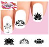 Lotus Flower Silhouette Black Assorted Set of 20 Waterslide Nail Decals