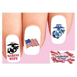 USMC United States Marine Corps Wife Assorted Set of 20 Waterslide Nail Decals