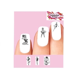 Sexy Pin up Girls Black & White Assorted Set of 20 Waterslide Nail Decals