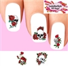 Skull with Red Roses Assorted Waterslide Nail Decals