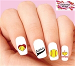 Softball Assorted Set of 20 Waterslide Nail Decals