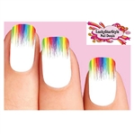 Colorful Rainbow Paint Drip Dripping Set of 10 Waterslide Nail Decals Tips
