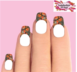 Orange Mossy Oak Camo Camouflage Set of 10 Waterslide Nail Decals Tips