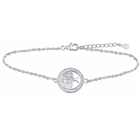 Silver Tree Of Life Bracelet with CZ