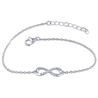 Silver Infinity Bracelet with white CZ stone
