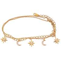 Silver Moon-Star Bracelet with Yellow Gold Plating