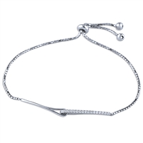 Silver Adjustable bracelet with white CZ stone