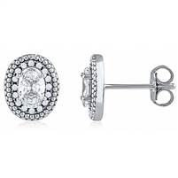 Silver Stud Earring with CZ