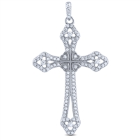 Silver Cross Pendant with White CZ