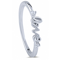 Silver Love Ring with White CZ Stones